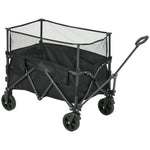 180l Folding Garden Trolley Wagon With Extendable Side Walls | Black