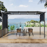 3x 3m/3x 4m Retractable Pergola With Pa-coated Polyester Canopy Outdoor Sun Shade Shelter With Steel Frame For Patio | 3m x 4m | Dark Grey