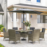 7-piece Pe Rattan Set, Outdoor Dining With Cushions