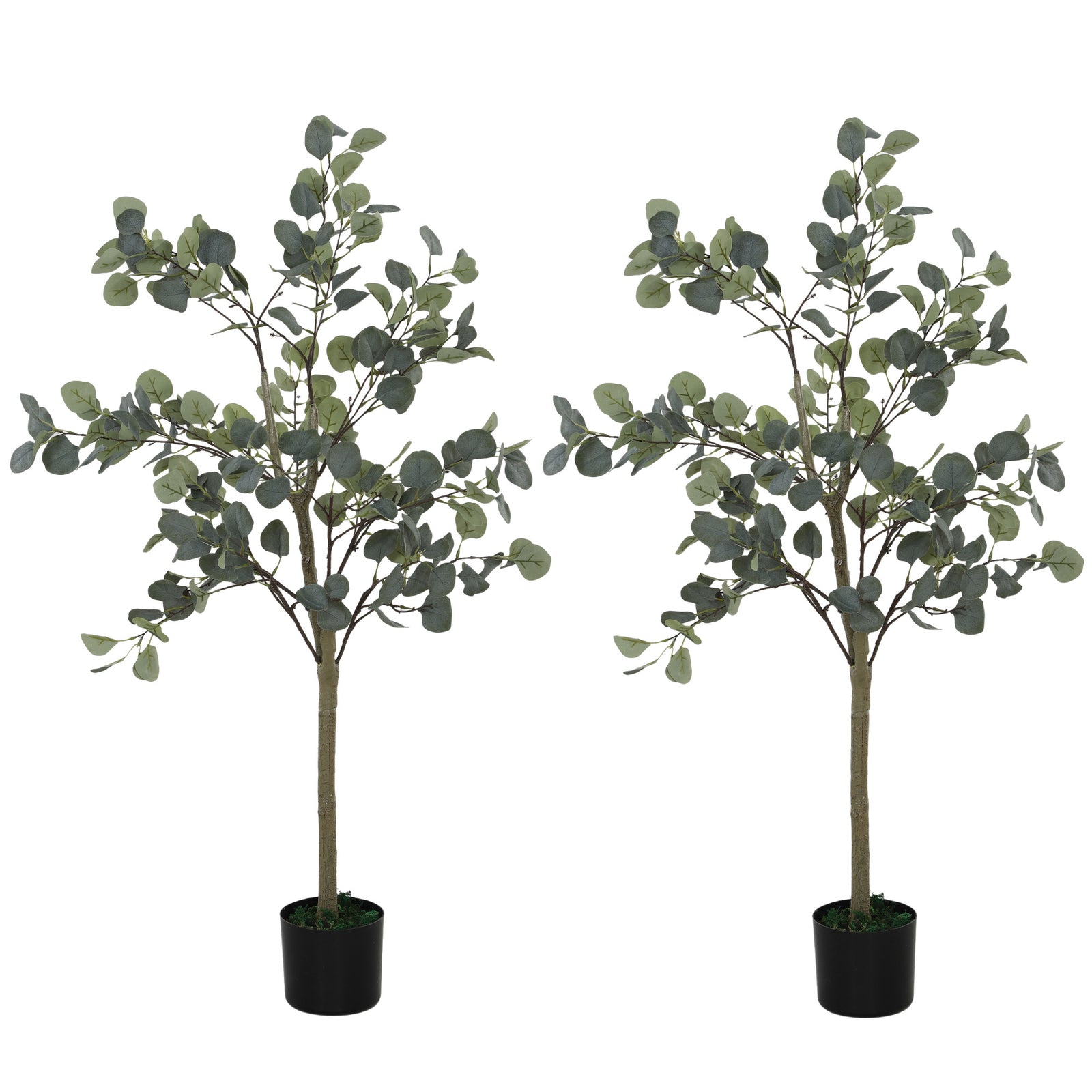 HOMCOM 2 Pack Artificial Plants, Faux Silk Eucalyptus Trees