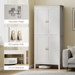 176.5 Cm Tall Freestanding Pantry Storage Cabinet With 4 Doors | White