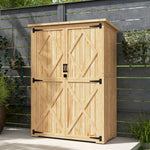 Wooden Tool Storage Cabinet With Double Doors, Natural