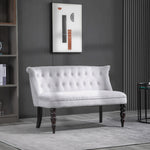 Velvet Feel French Inspired 2 Seat Lounger Couch Wood Frame