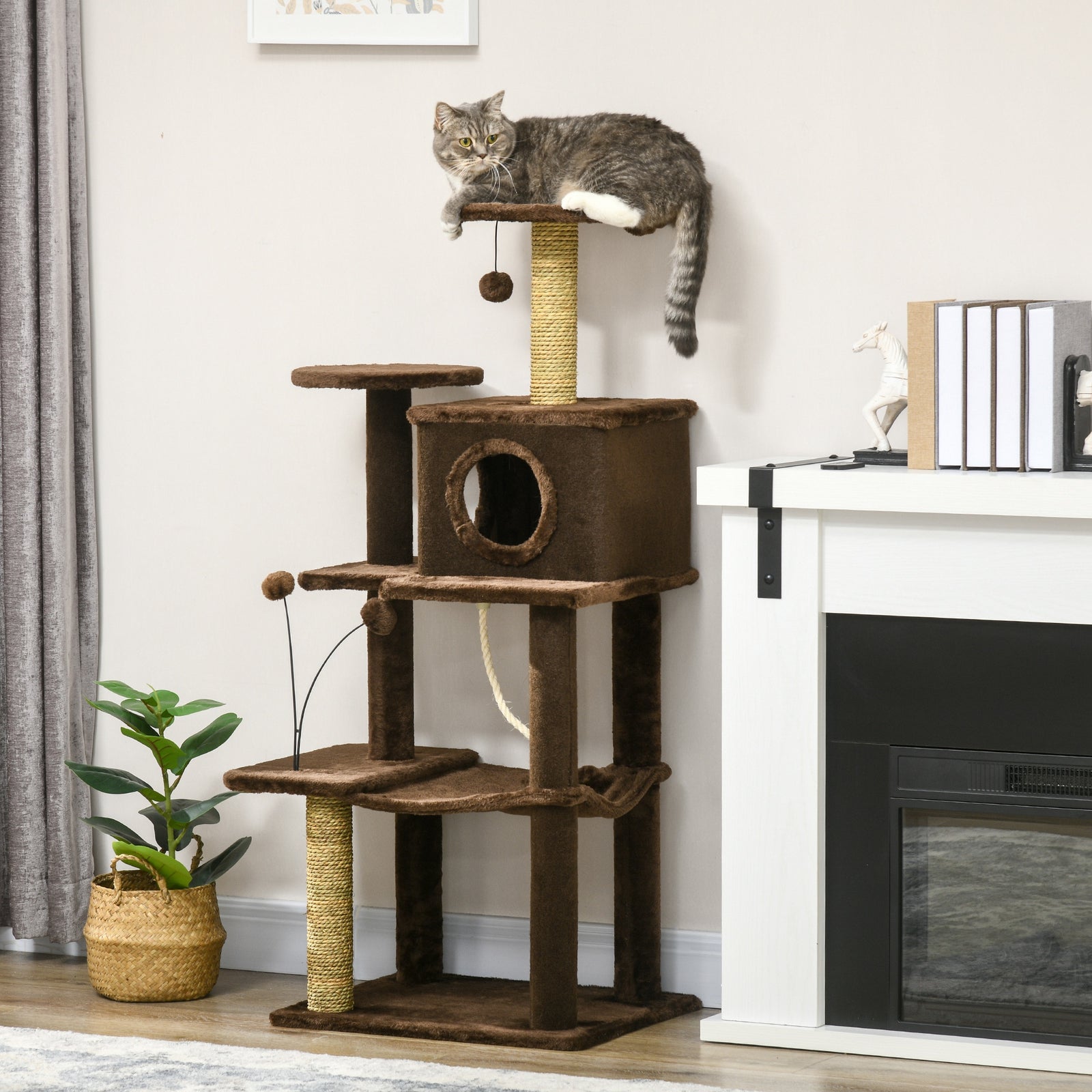 Cat Tree For Indoor Cats, Modern Cat Tower With Scratching Posts, House