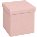 Foldable Sherpa Fleece Storage Ottoman, 38 x 38 x 38cm | Pink