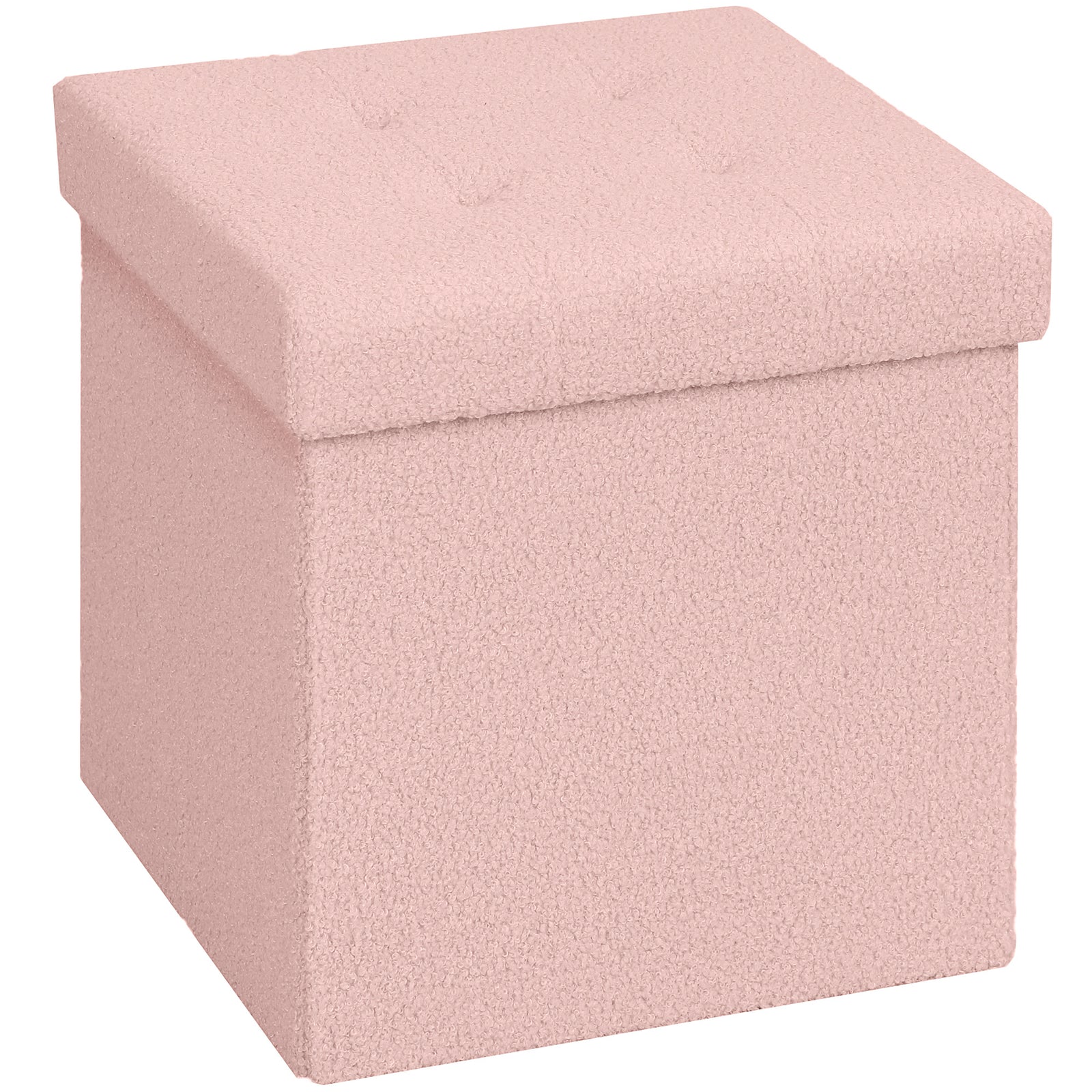 Foldable Sherpa Fleece Storage Ottoman, 38 x 38 x 38cm | Pink