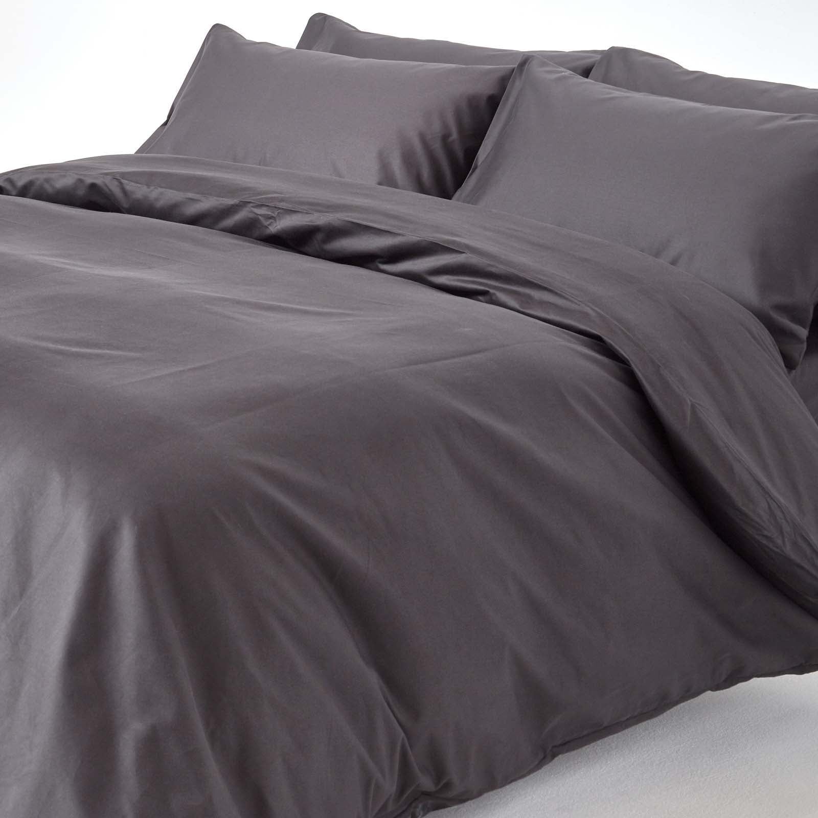 Egyptian Cotton Duvet Cover With Pillowcase 1000 Tc | Super King | Charcoal