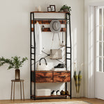 HOMCOM Coat Rack With Shoe Storage, Bench And 10 Hooks