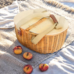 Wicker Picnic Basket For 2 W/ Pine Wood Lid