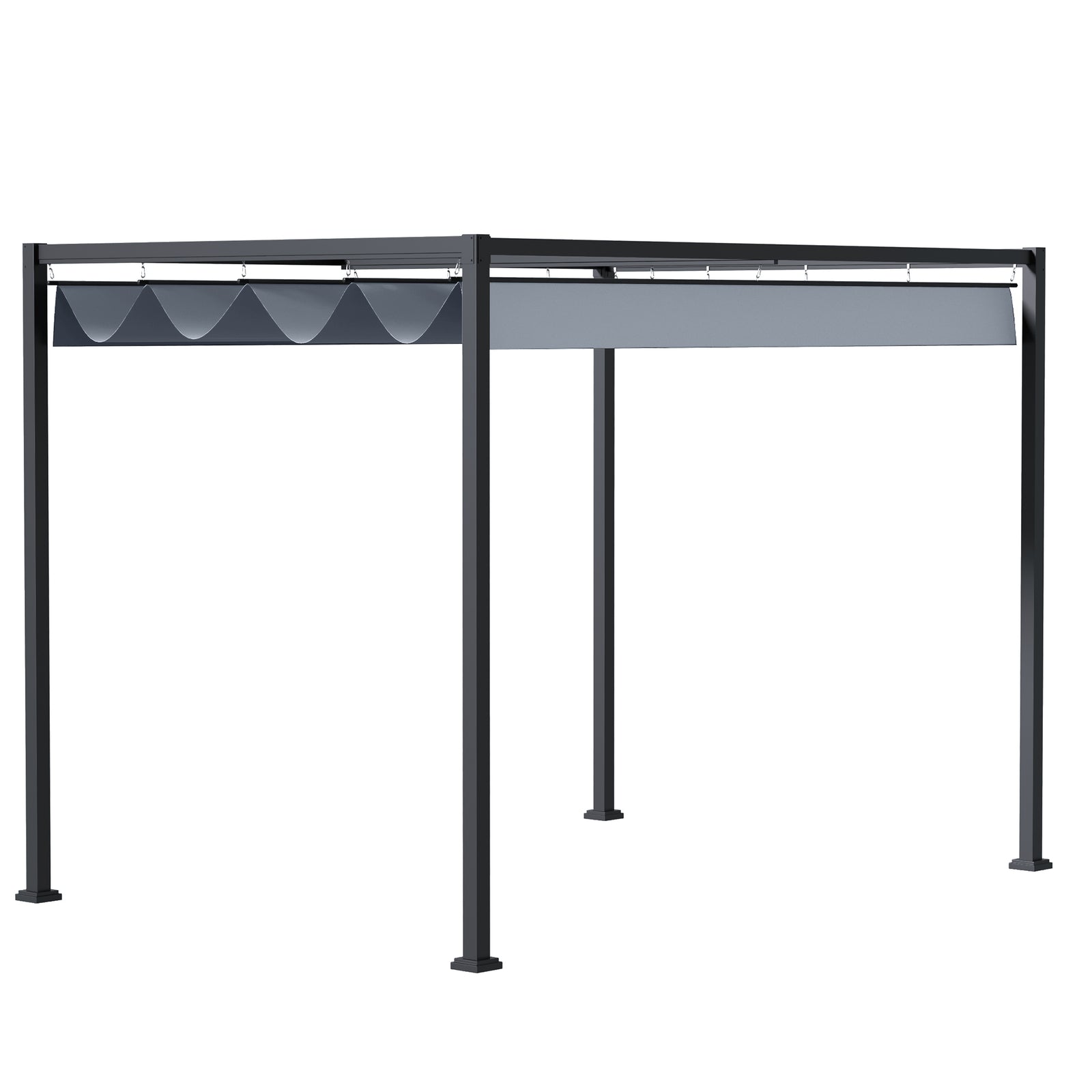 Metal Pergola Gazebo Patio Sun Shelter Retractable Canopy | Large