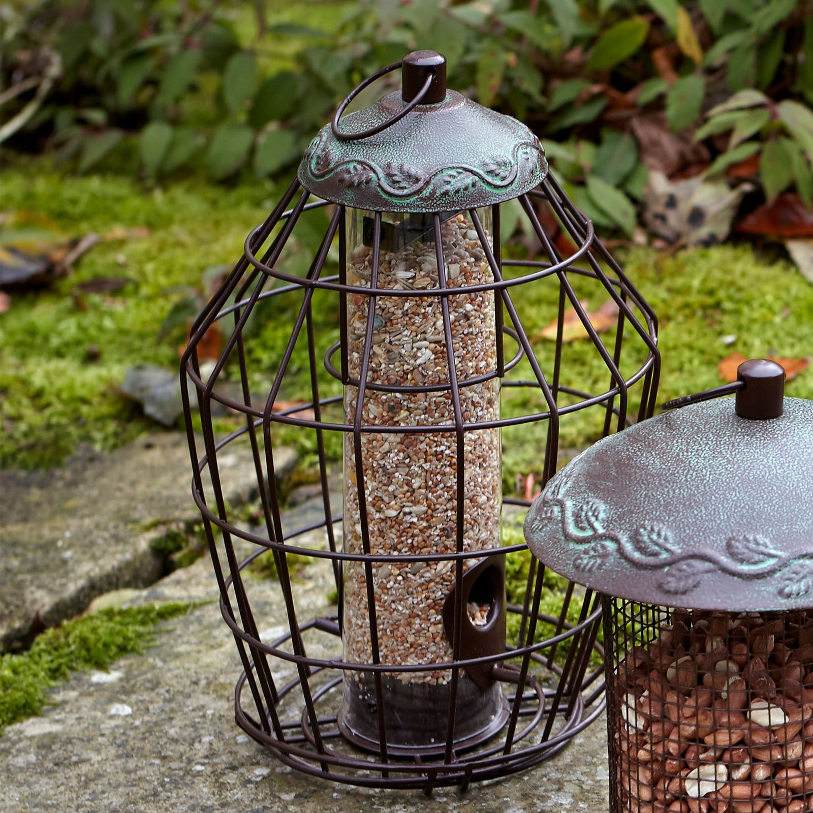Secret Garden Squirrel-proof Seed Feeder With Antique Leaf Top | Brown