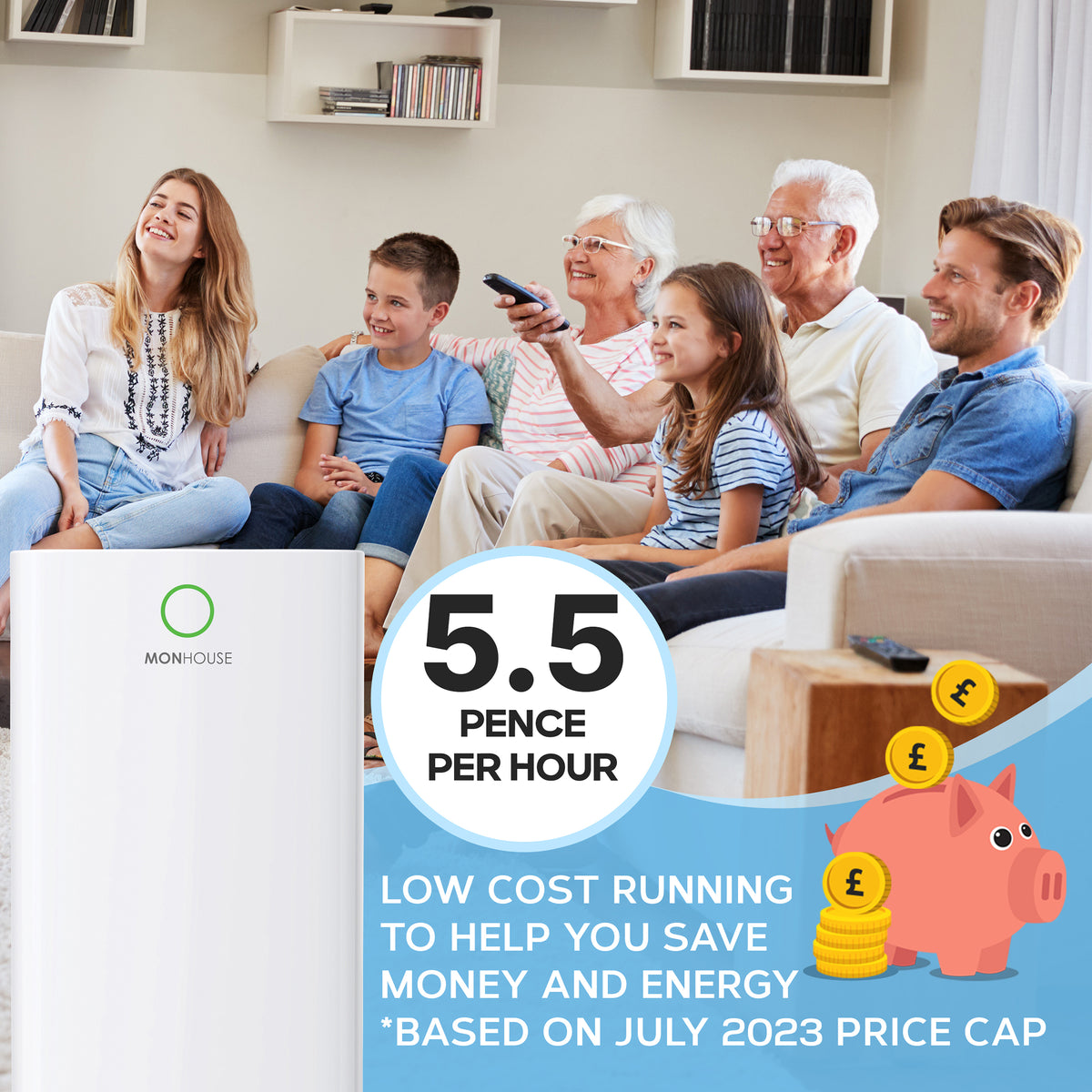 12l/day Digital Dehumidifier - Sleep Mode 24hr Timer Portable Quiet With WiFi & App | One Size | White
