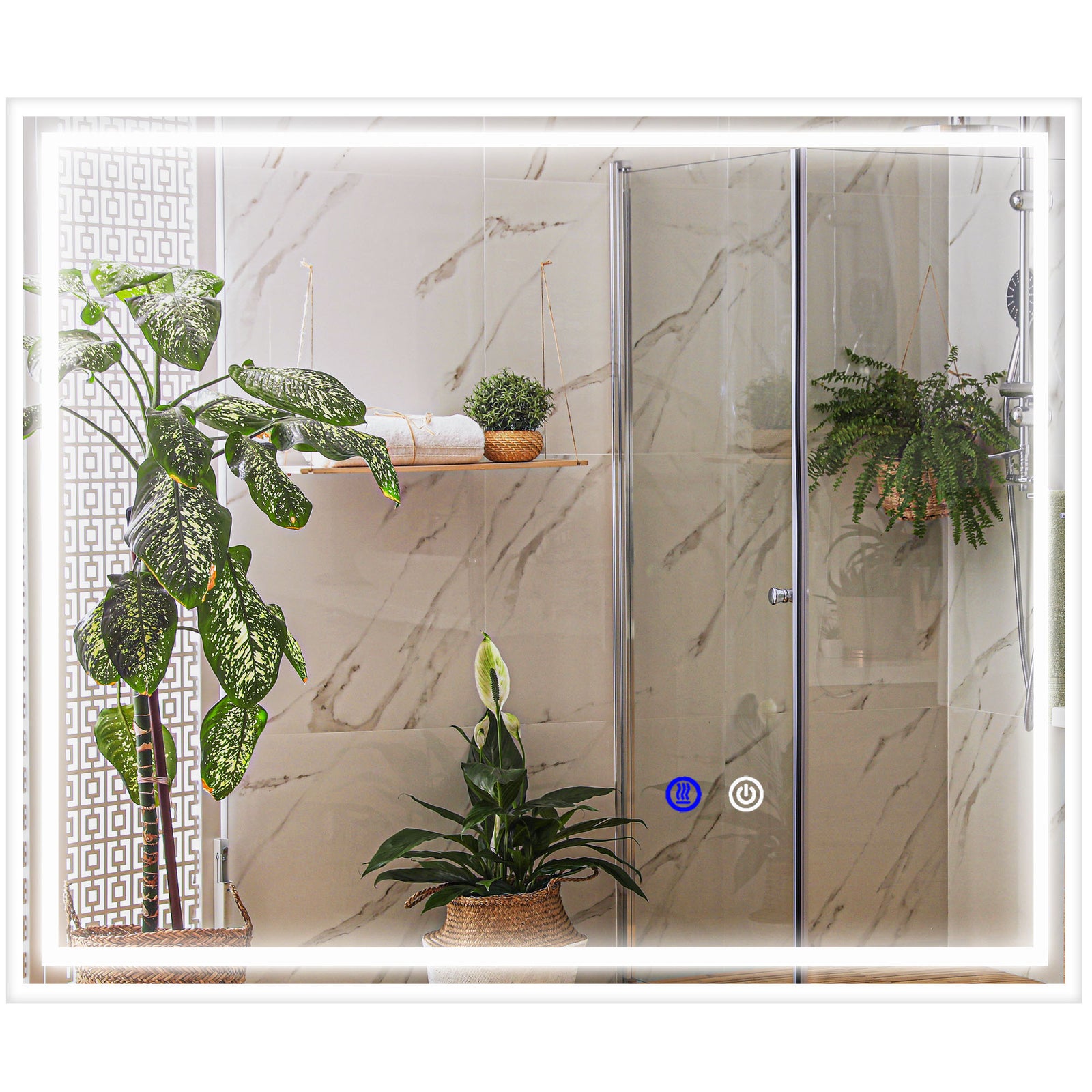 60x50/90x70cm Dimmable Bathroom Mirror With Led Lights | Medium | Silver