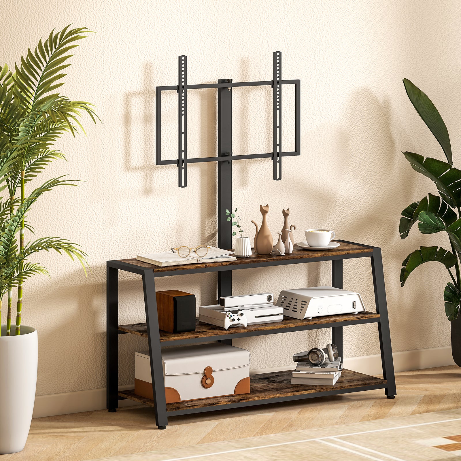 HOMCOM Tv Stand Cabinet With Swivel Bracket For 32 - 70 Inch Tvs