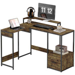 L Shaped Desk, Computer Table With Liftable Desktop | One Size | Brown