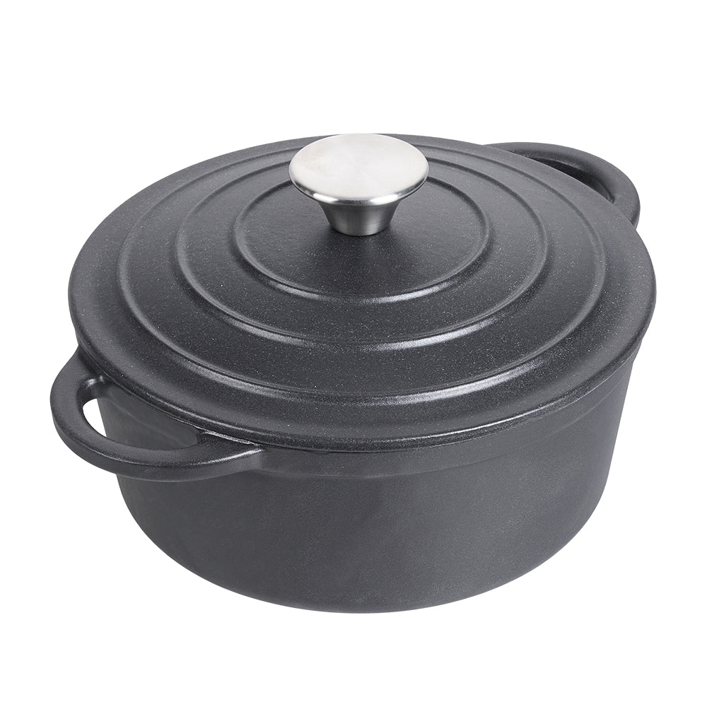 Enameled Cast Iron Dutch Oven With Lid, Heavy-duty Round Casserole Pot, Oven Safe Up To 500°f | 6L | Matte Black
