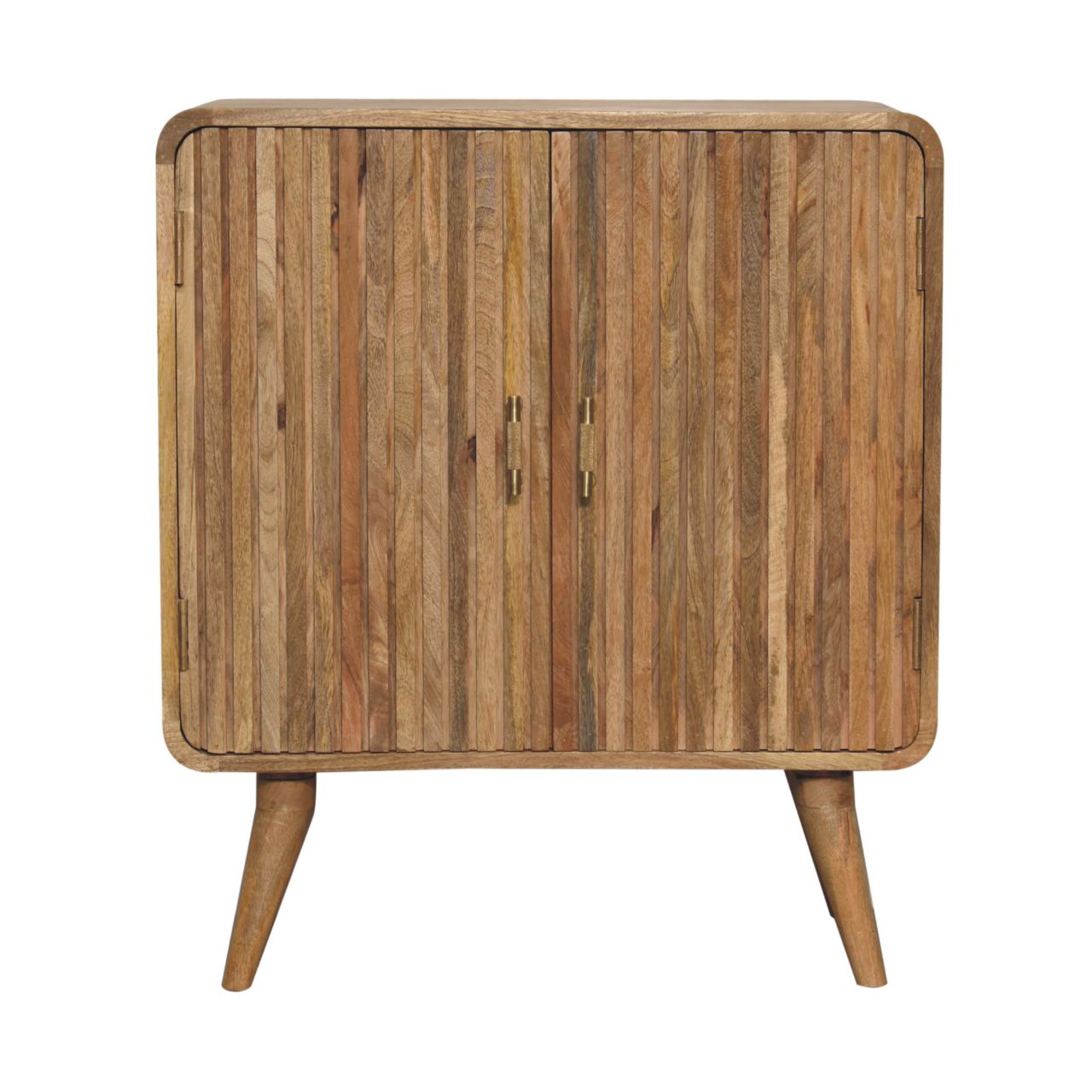 Solid Wood T-bar Ridged Cabinet, Light Brown, 2 Doors