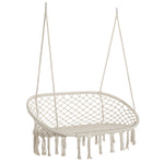 Hanging Chair, Cotton-polyester Blend Macrame, Metal Frame | Cream