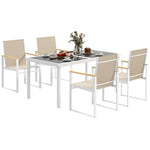 5 Piece Garden Table And Chairs W/ Tempered Glass Table Top