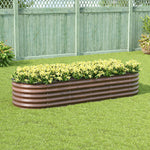 Brown Wood Grain Raised Garden Bed Oval-shaped Galvanised Steel Raised Garden Bed | Large