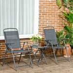 Patio Bistro Set Folding Chairs & Coffee Table For Balcony | Dark Gray