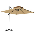 2.5m Cantilever Parasol, Solar Led Lights, Double Top | Khaki