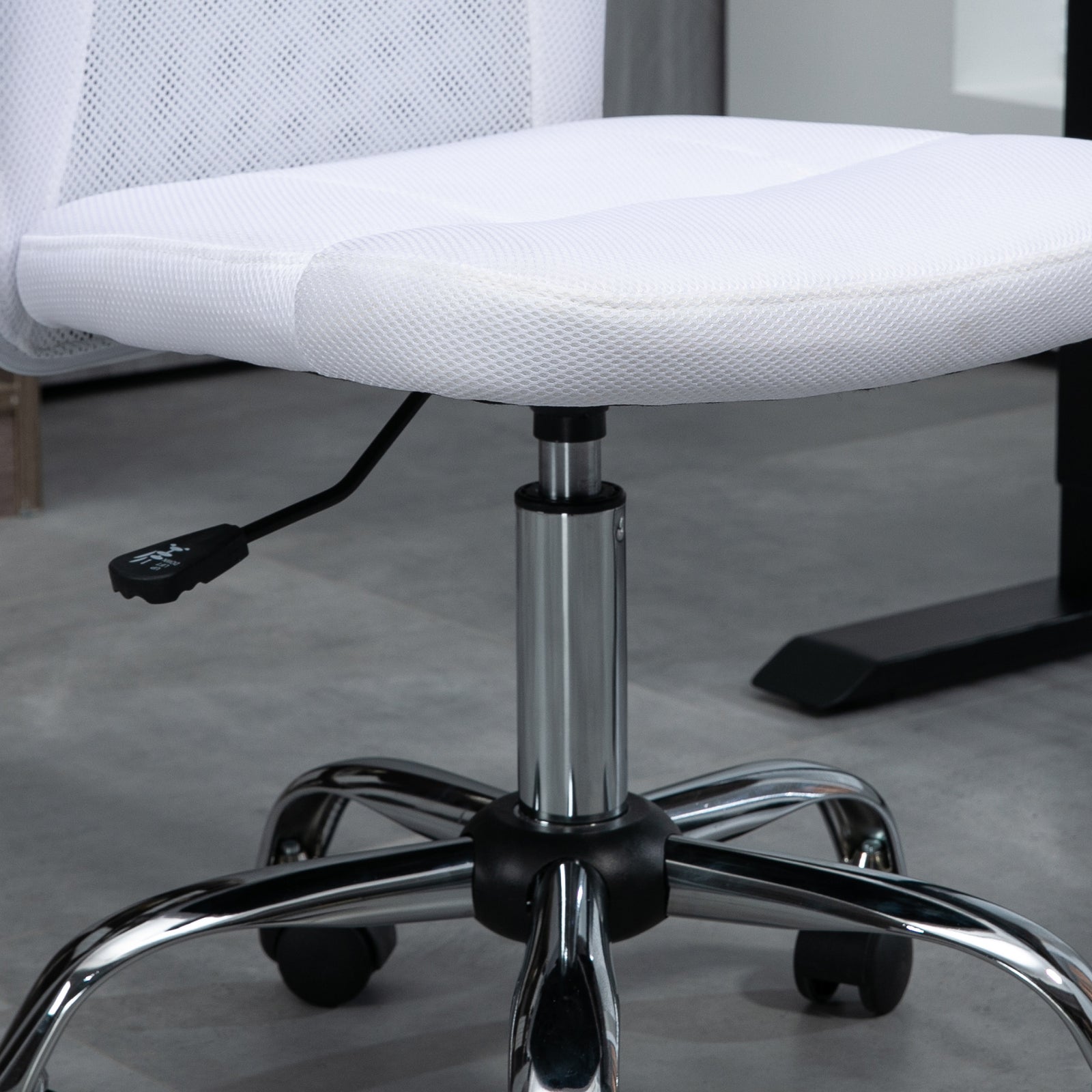 Armless Mesh Office Chair 5 Wheels | White