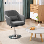Stylish Retro Linen Swivel Tub Chair Steel Frame Cushion | One Size | Dark Gray