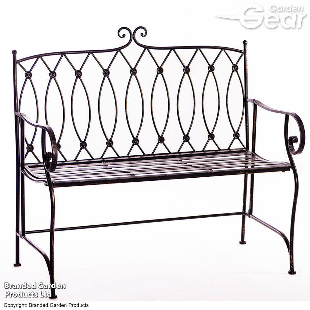 Wrought Iron Ebony Bench