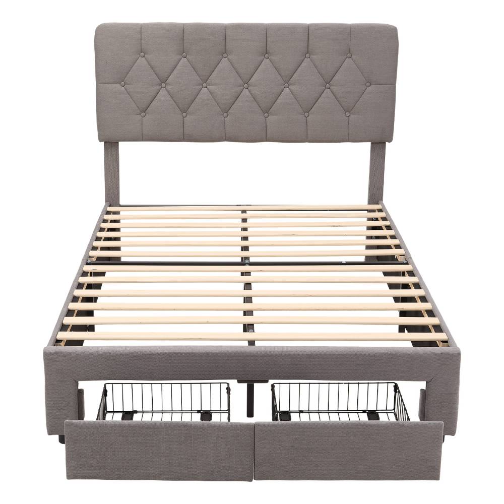 Breeins Double Upholstered Bed Frame With 2 Drawers