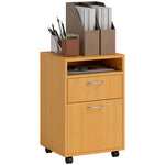 60cm Filing Cabinet With Drawers And Open Shelf | Natural