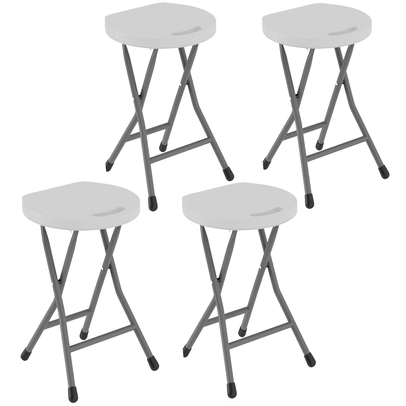 Folding Stool Set Of 4, Decorative Garden Stool Set | White