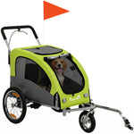 2 In 1 Pet Stroller Dog Bike Trailer For Medium Dogs, Green
