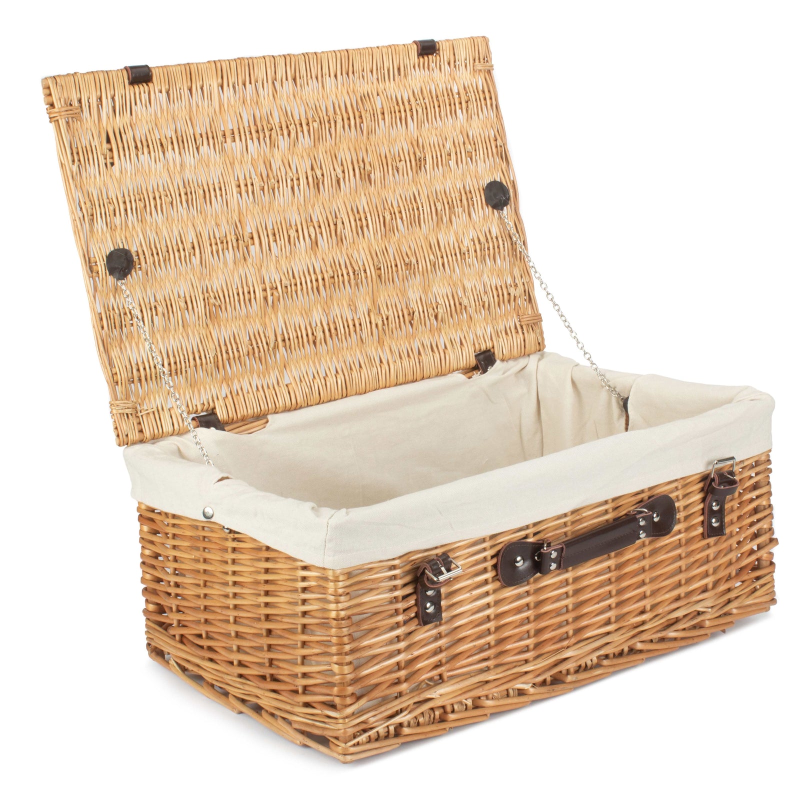 Wicker 55cm Buff Empty Picnic Basket Unlined | White