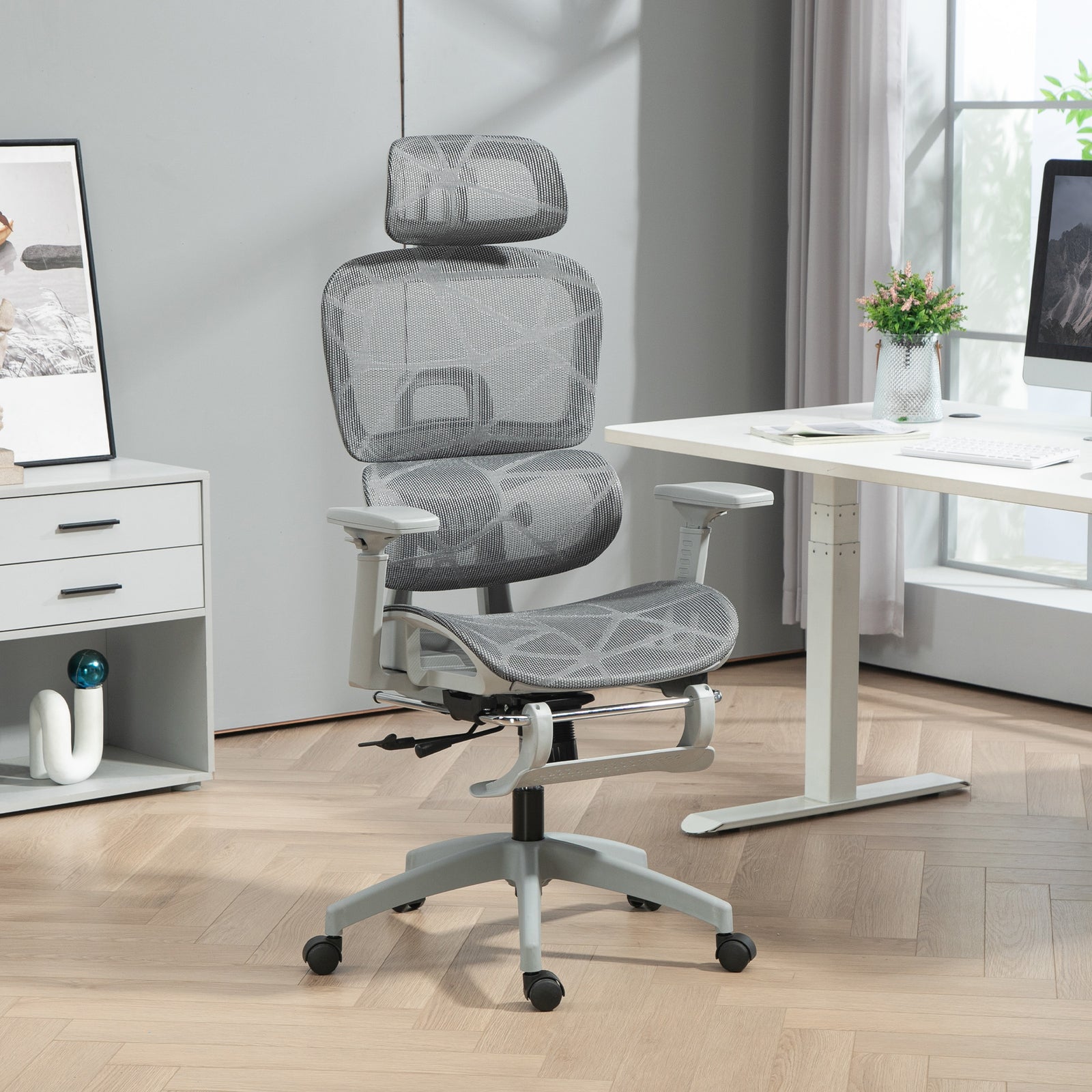 Ergonomic Office Chair Swivel Computer Chair With 3d Armrest | Gray