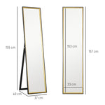 Full Length Mirror Wall Mount Leaning Standing Mirror | One Size | Black