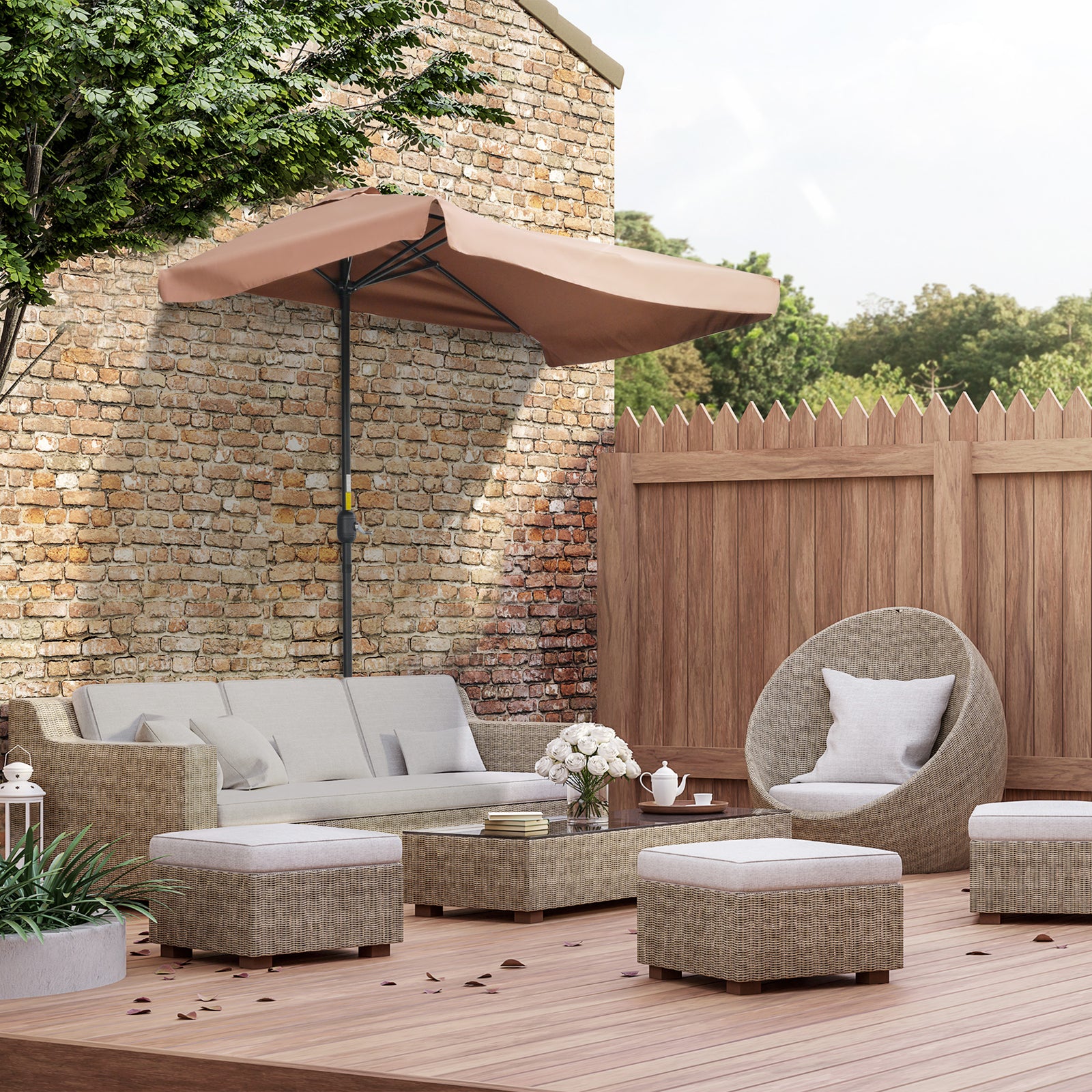 2.3m Half Round Parasol Balcony W/ Crank