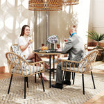 5 Piece Patio Rattan Dining Set, Removable Cushions | Brown