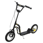 Dual Brakes Kick Scooter 12-inch Inflatable Wheel Ride On Toy For Age 5+ | Black