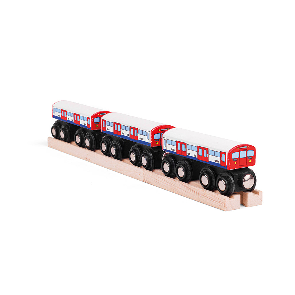 Wooden Underground Train Engine & Carriages