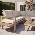 Linden Outdoor Corner Lounge Set And Table | Cream & Beige