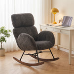 Rocking Chair With Adjustable Headrest Velvet Upholstery | Dark Grey