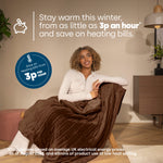 Electric Heated Blanket Chocolate Micro Fleece With 9 Heat Settings