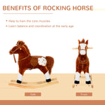 Rocking Horse Toy Plush Wood Pony Riding Rocker Neigh Sound | Brown