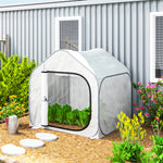 Mini Pop Up Greenhouse W/ Reinforced Pe Cover, Zipper Door | White