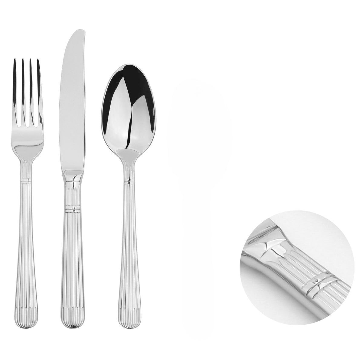 Cutlery Sets Stainless Steel 18/8 Spoons Forks Catering Papyrus | Set of 12 | Silver