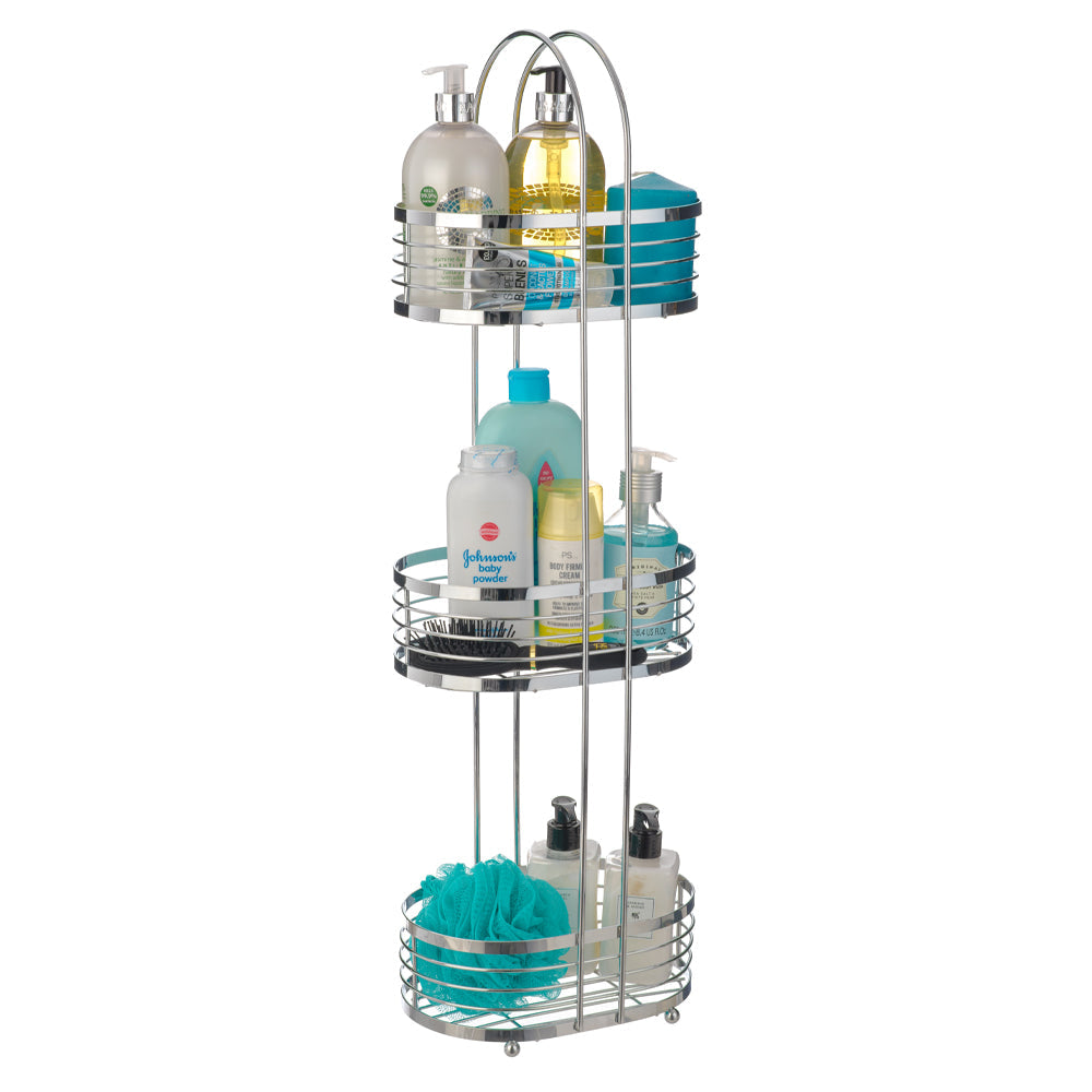 3 Tier Floor Standing Oval Chrome Bathroom Caddy