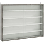 5-tier Wall Display Shelf Unit Cabinet Shelves Glass Doors | One Size | Gray