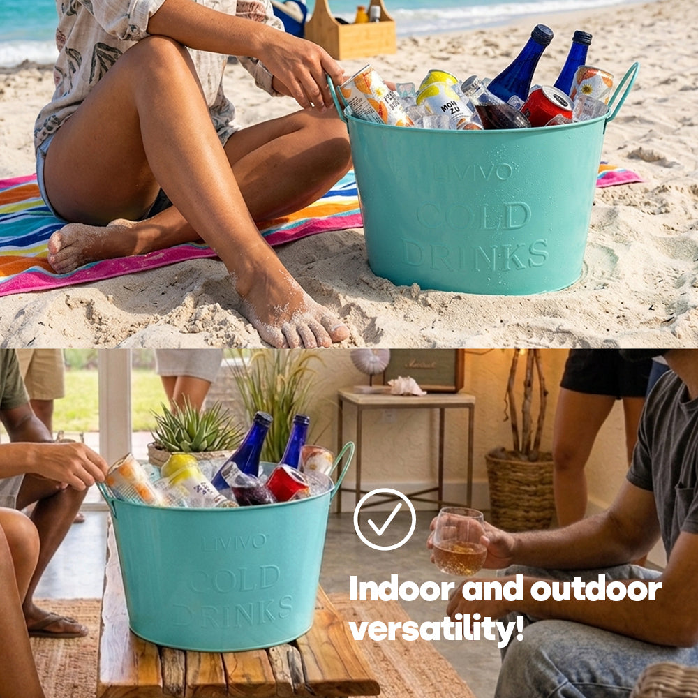 Galvanised Steel Drinks Bucket | Turquoise