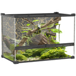 Glass Terrarium, Reptile Vivarium With Stone Background | 48l | Black
